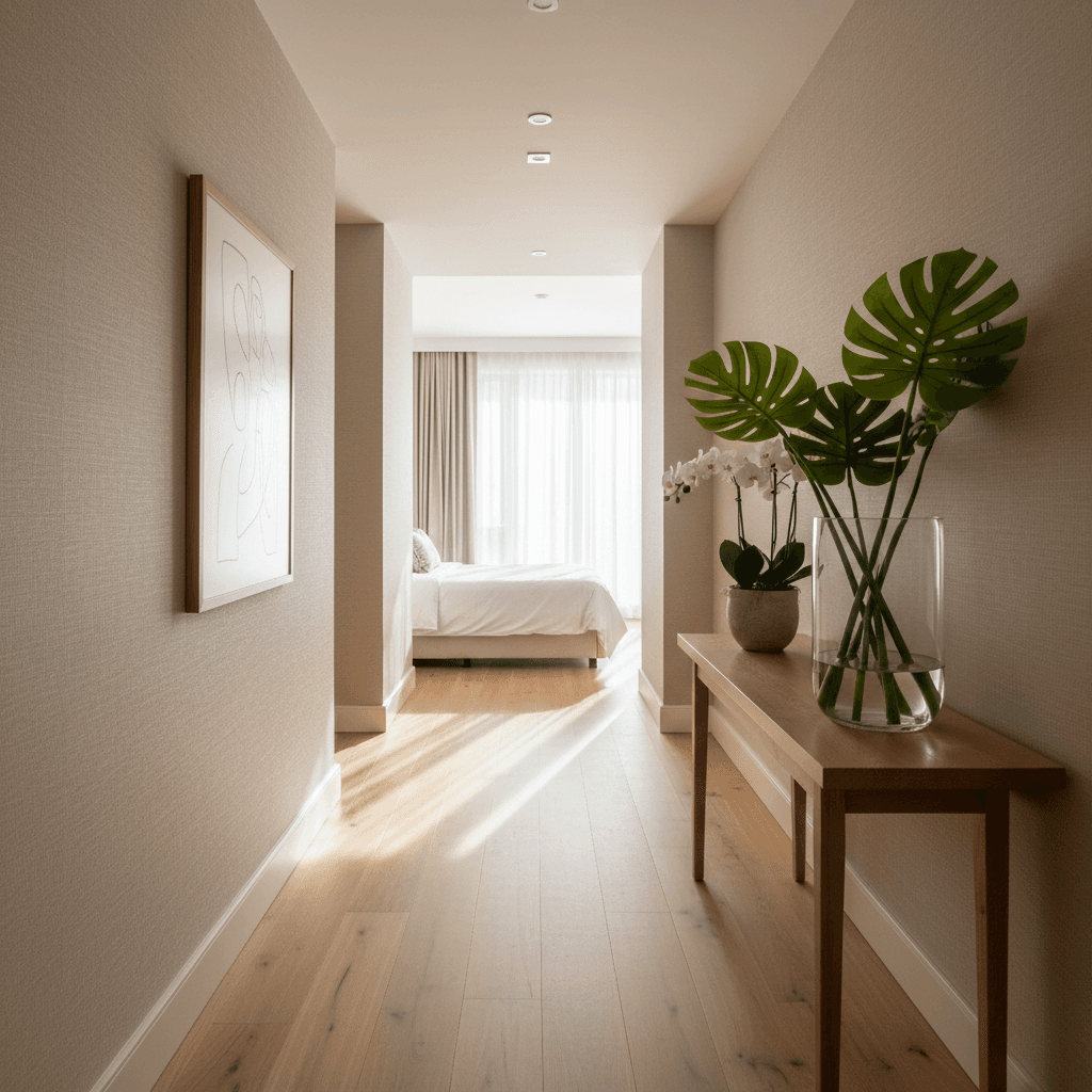 Welcoming hallway entrance to guest accommodations