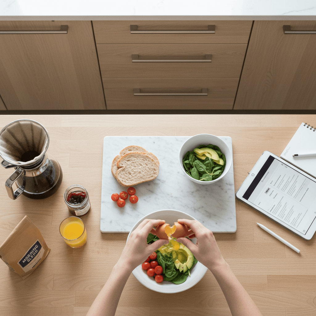 Modern kitchen with fresh ingredients and appliances