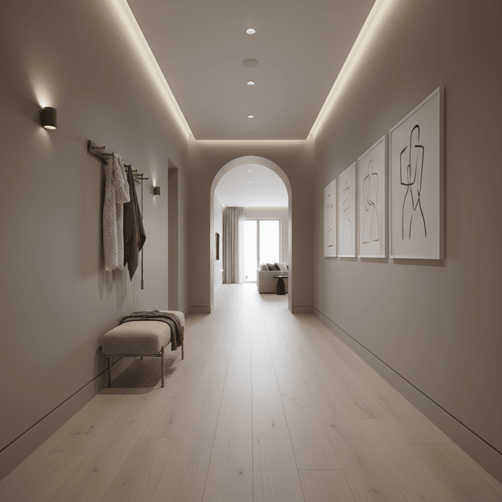Clean, well-maintained hallway and entry space